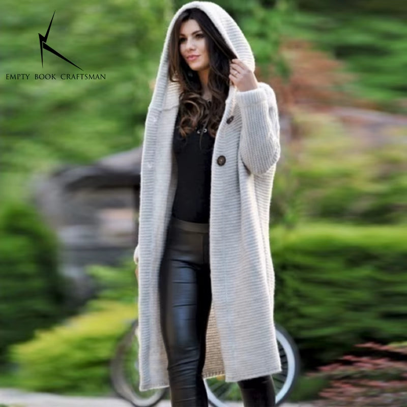 Cozy Up This Autumn & Winter with Our Luxurious Long Sleeve Cashmere Cardigan for Women - Solid Color, Perfectly Knitted for a Relaxed Fit!