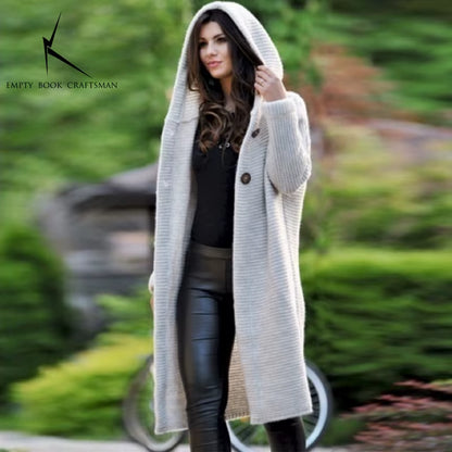 Cozy Up This Autumn & Winter with Our Luxurious Long Sleeve Cashmere Cardigan for Women - Solid Color, Perfectly Knitted for a Relaxed Fit!