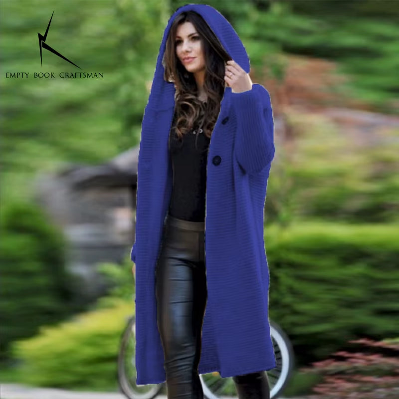 Cozy Up This Autumn & Winter with Our Luxurious Long Sleeve Cashmere Cardigan for Women - Solid Color, Perfectly Knitted for a Relaxed Fit!
