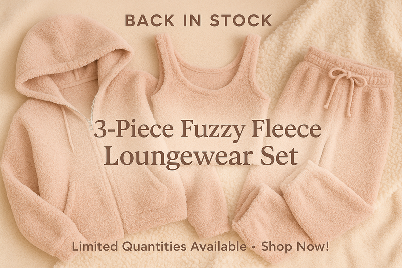 3-Piece Fuzzy Fleece Loungewear Set promotional banner