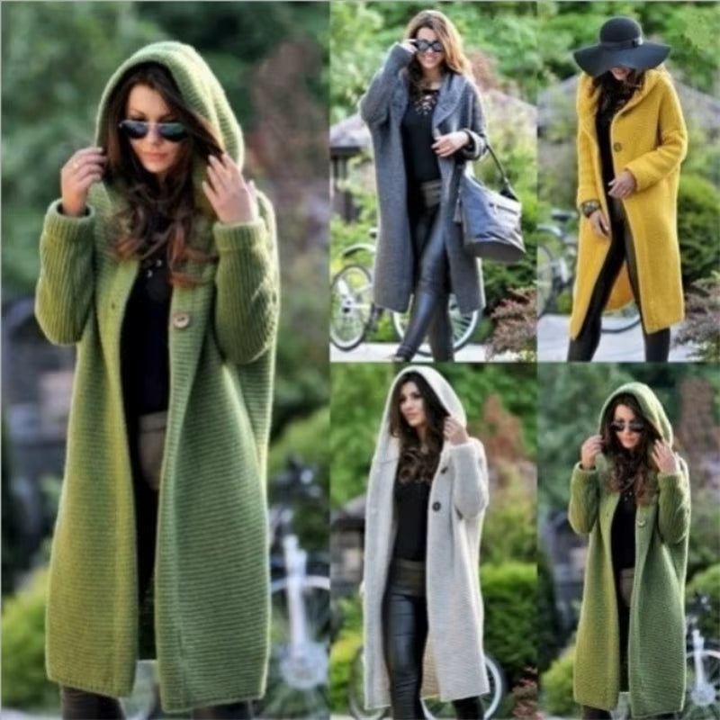 Cozy Up This Autumn & Winter with Our Luxurious Long Sleeve Cashmere Cardigan for Women - Solid Color, Perfectly Knitted for a Relaxed Fit!