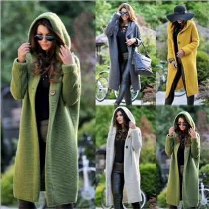 Cozy Up This Autumn & Winter with Our Luxurious Long Sleeve Cashmere Cardigan for Women - Solid Color, Perfectly Knitted for a Relaxed Fit!