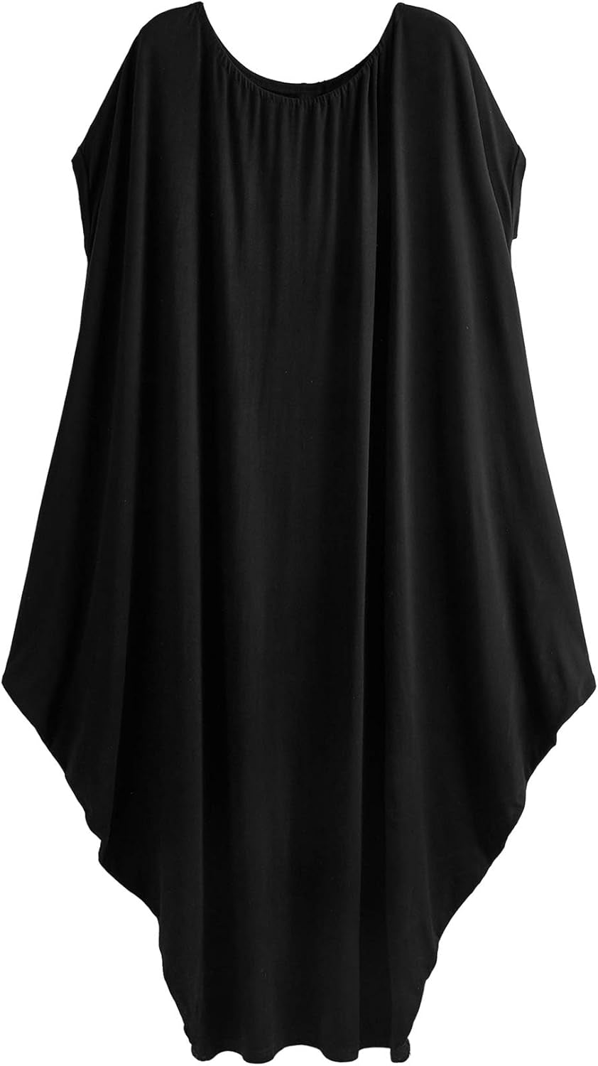 Women'S Caftan Harem Boat Neck Dolman Sleeve Oversized Maxi Dress Moo Moos