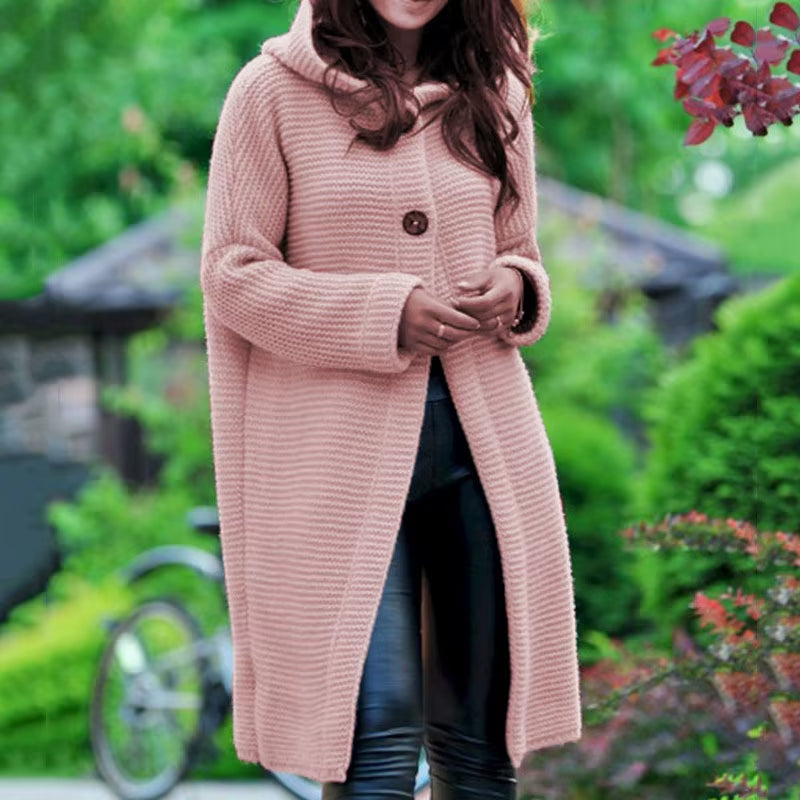 Cozy Up This Autumn & Winter with Our Luxurious Long Sleeve Cashmere Cardigan for Women - Solid Color, Perfectly Knitted for a Relaxed Fit!
