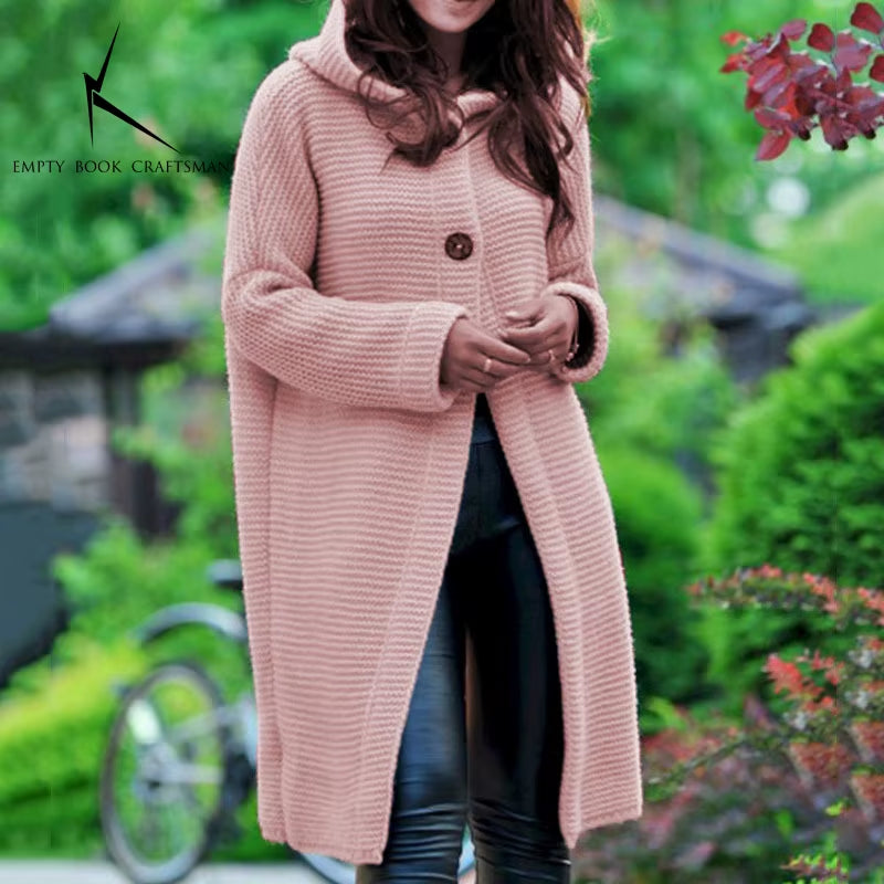 Cozy Up This Autumn & Winter with Our Luxurious Long Sleeve Cashmere Cardigan for Women - Solid Color, Perfectly Knitted for a Relaxed Fit!