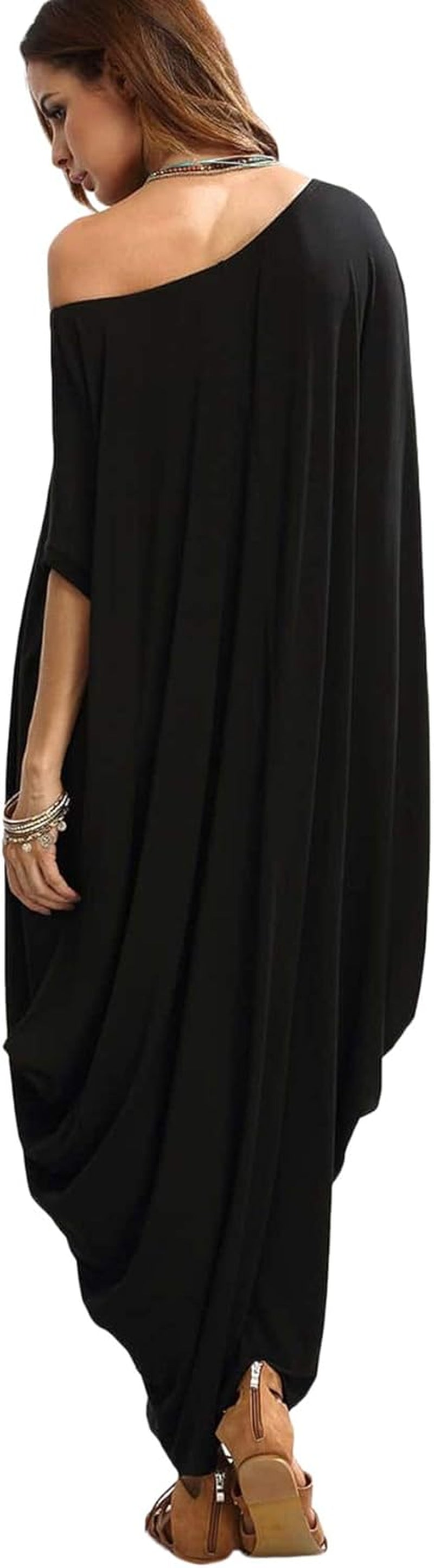 Women'S Caftan Harem Boat Neck Dolman Sleeve Oversized Maxi Dress Moo Moos