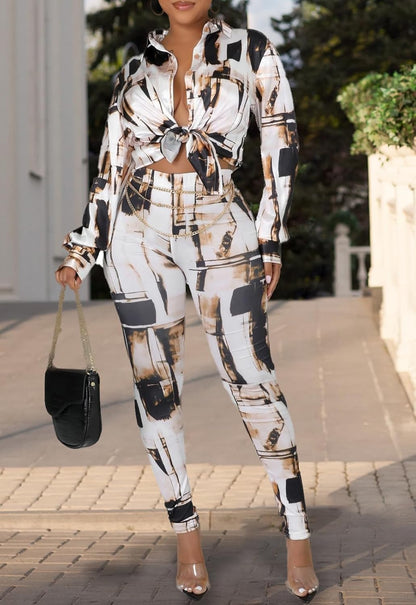 2 Piece Legging Pant Sets for Women Floral Print Long Sleeve Tracksuits Outfits