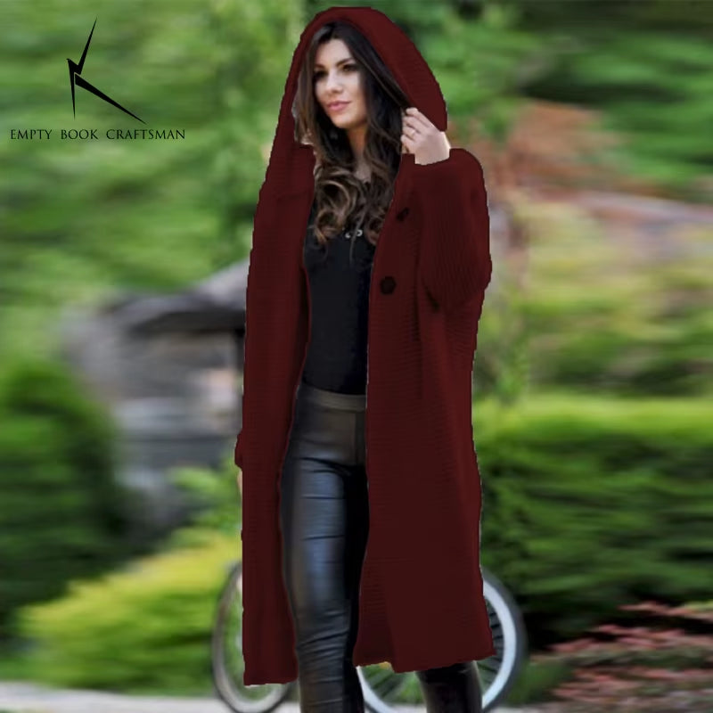 Cozy Up This Autumn & Winter with Our Luxurious Long Sleeve Cashmere Cardigan for Women - Solid Color, Perfectly Knitted for a Relaxed Fit!