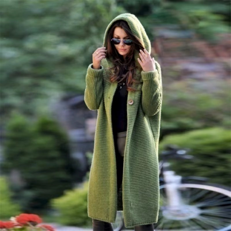 Cozy Up This Autumn & Winter with Our Luxurious Long Sleeve Cashmere Cardigan for Women - Solid Color, Perfectly Knitted for a Relaxed Fit!