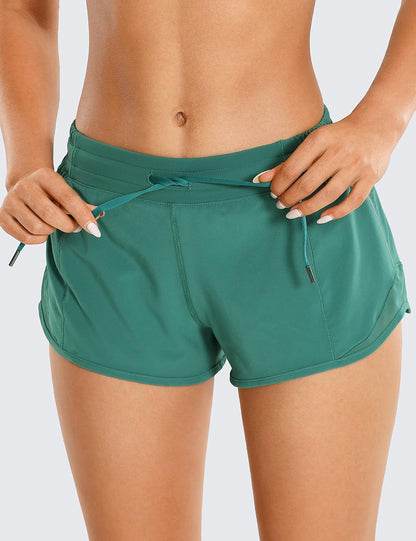 Lined Mid-Rise Feathery-Fit Shorts with Drawstring by