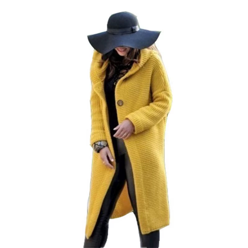 Cozy Up This Autumn & Winter with Our Luxurious Long Sleeve Cashmere Cardigan for Women - Solid Color, Perfectly Knitted for a Relaxed Fit!